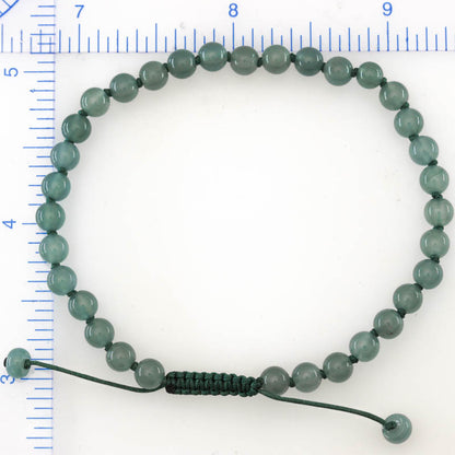 Adjustable Blue-Green Jadeite Jade Bead Bracelet | UPC #405226