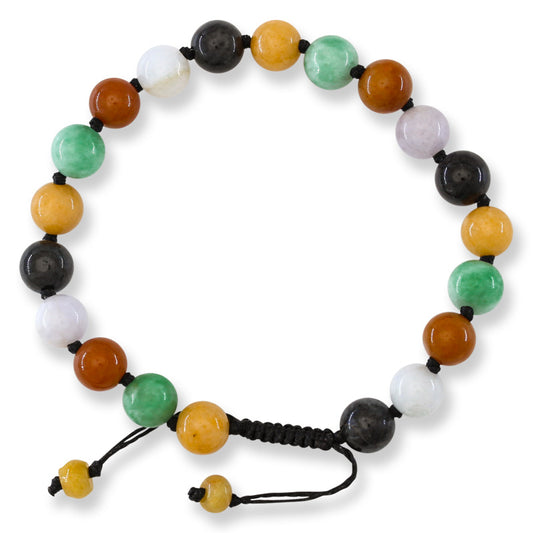 Adjustable Rainbow Jade Bracelet | Multicolor Jadeite Jade Bead Bracelet | UPC #399402