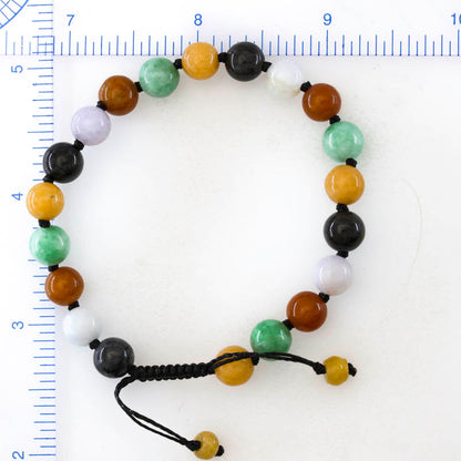 Adjustable Rainbow Jade Bracelet | Multicolor Jadeite Jade Bead Bracelet | UPC #399402