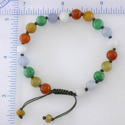 Adjustable Rainbow Jade Bracelet |  Multicolor Jadeite Jade Bead Bracelet | UPC #399112