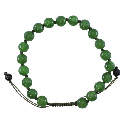 Adjustable Green Nephrite Jade Bead Bracelet | UPC #393684