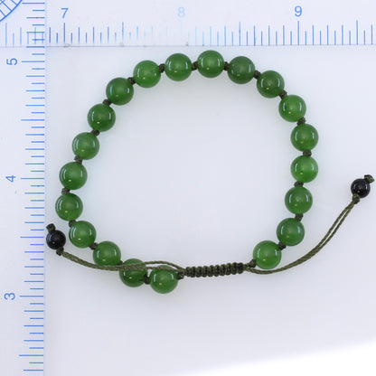 Adjustable Green Nephrite Jade Bead Bracelet | UPC #393684