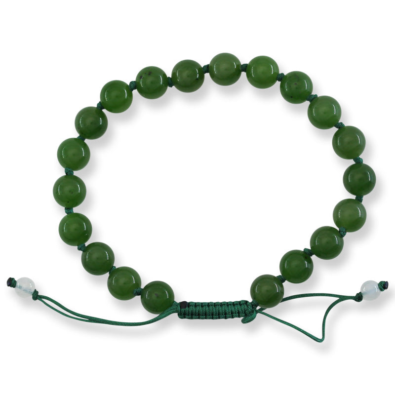 Adjustable Green Nephrite Jade Bead Bracelet | UPC #393684