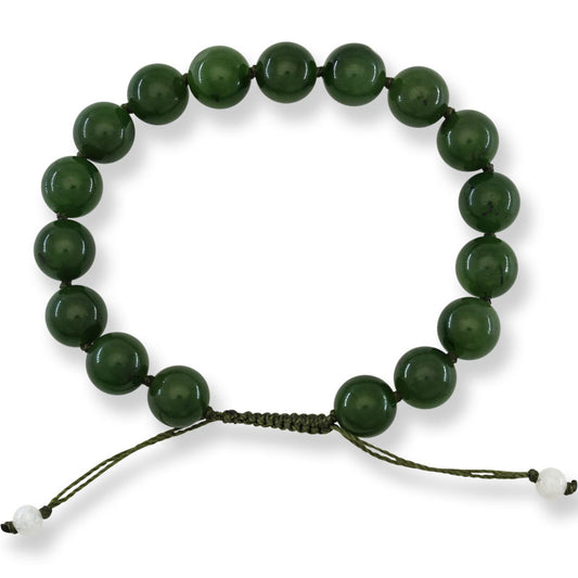 Adjustable Green Nephrite Jade Bead Bracelet | UPC #389335
