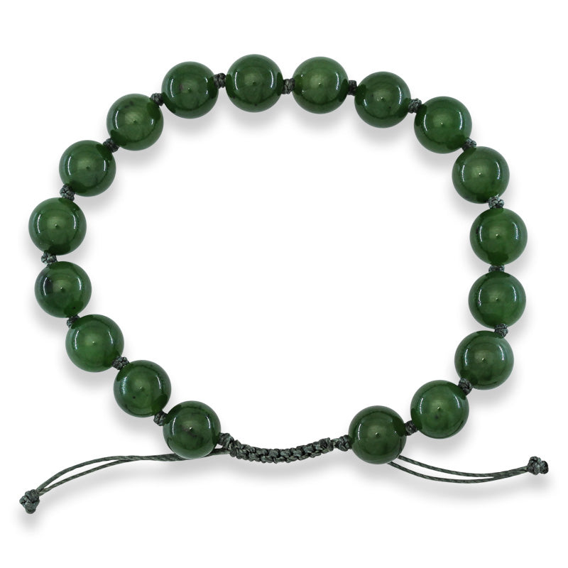 Adjustable Green Nephrite Jade  Bead Bracelet | UPC #400993