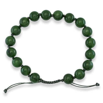 Adjustable Green Nephrite Jade  Bead Bracelet | UPC #400993