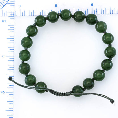 Adjustable Green Nephrite Jade  Bead Bracelet | UPC #400993