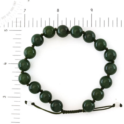 Green Nephrite Jade Adjustable Bead Bracelet | UPC #393691