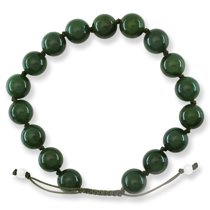 Green Nephrite Jade Adjustable Bead Bracelet | UPC #393691