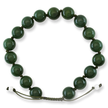 Green Nephrite Jade Adjustable Bead Bracelet | UPC #393691
