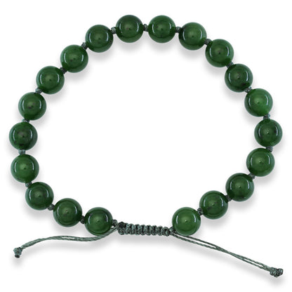 Adjustable Green Nephrite Jade  Bead Bracelet | UPC #400986