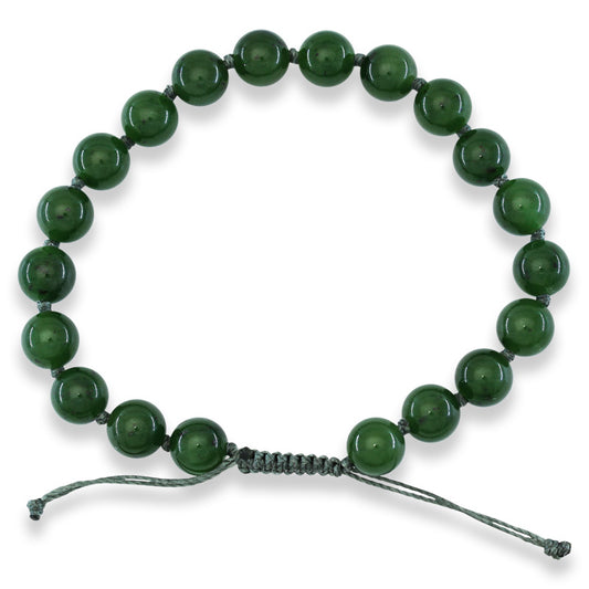 Adjustable Green Nephrite Jade  Bead Bracelet | UPC #400986