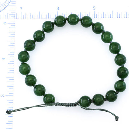 Adjustable Green Nephrite Jade  Bead Bracelet | UPC #400986