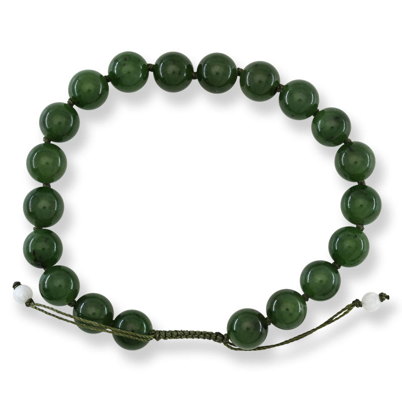 Adjustable Green Nephrite Jade Bead Bracelet jade jewelry