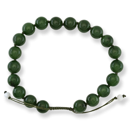Adjustable Green Nephrite Jade  Bead Bracelet | UPC #400986