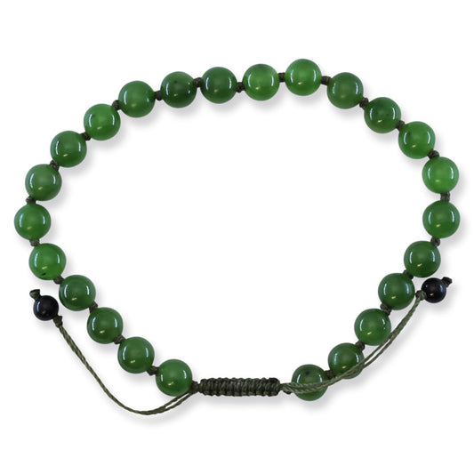 Green Nephrite Jade Adjustable Bead Bracelet | UPC #399006