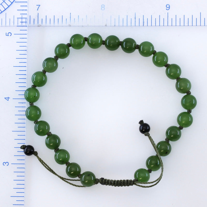 Green Nephrite Jade Adjustable Bead Bracelet | UPC #399006