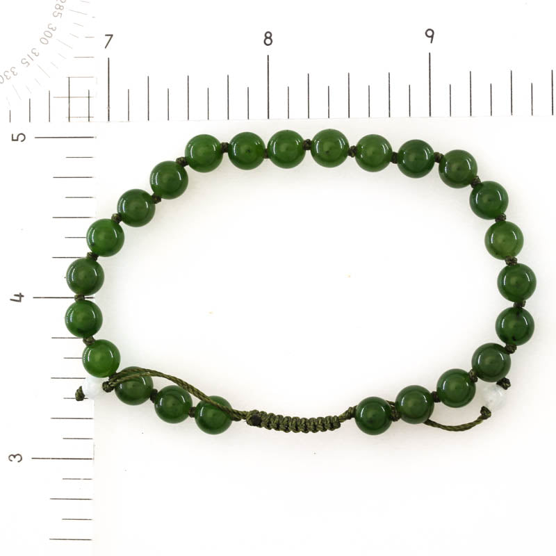 Green Nephrite Jade Adjustable Bead Bracelet | UPC #399006