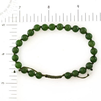 Green Nephrite Jade Adjustable Bead Bracelet | UPC #399006