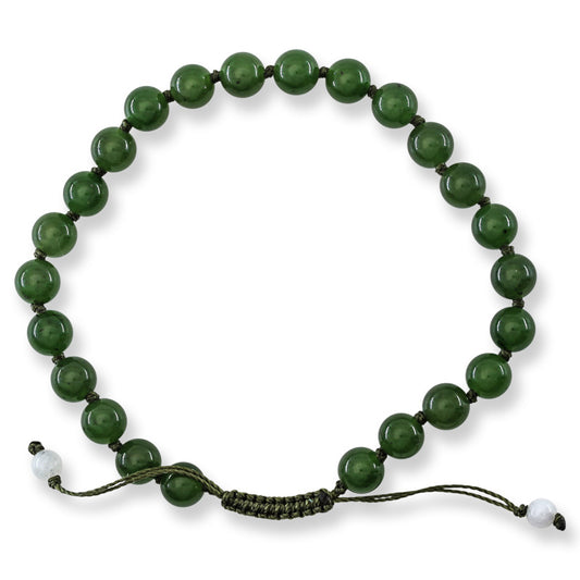 Green Nephrite Jade Adjustable Bead Bracelet | UPC #399006