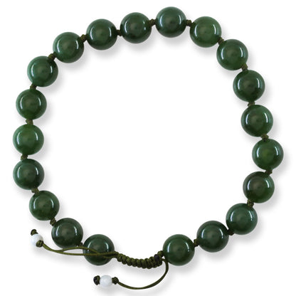Green Nephrite Jade Adjustable Bead Bracelet | UPC #407923
