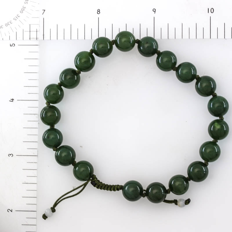 Green Nephrite Jade Adjustable Bead Bracelet | UPC #407923
