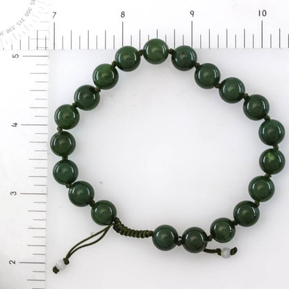 Green Nephrite Jade Adjustable Bead Bracelet | UPC #407923