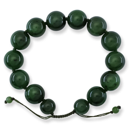 Green Nephrite Jade Adjustable Bead Bracelet | UPC #399013