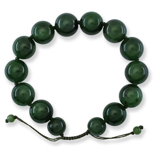 Green Nephrite Jade Adjustable Bead Bracelet | UPC #399013