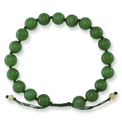 Adjustable Green Nephrite Jade  Bead Bracelet | UPC #399372