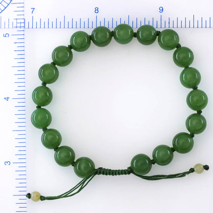 Adjustable Green Nephrite Jade  Bead Bracelet | UPC #399372