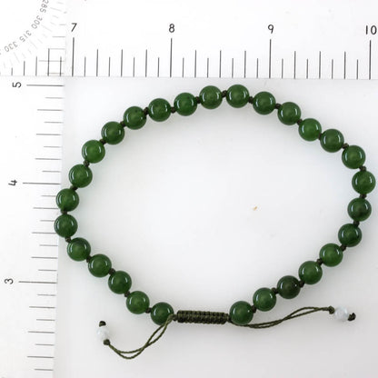 Green Nephrite Jade Adjustable Bead Bracelet | UPC #399372