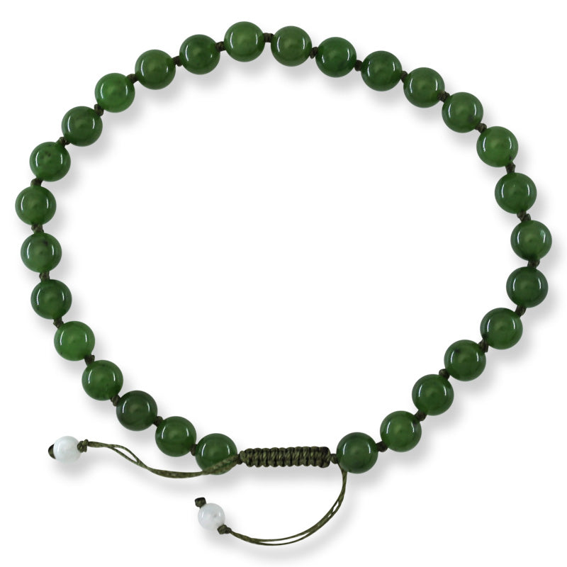 Green Nephrite Jade Adjustable Bead Bracelet | UPC #399372