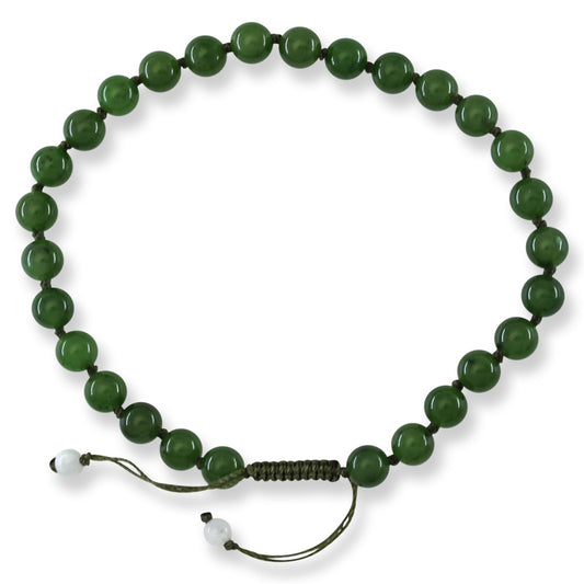 Green Nephrite Jade Adjustable Bead Bracelet | UPC #399372