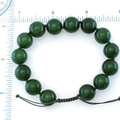 Adjustable Green Nephrite Jade  Bead Bracelet | UPC #401006