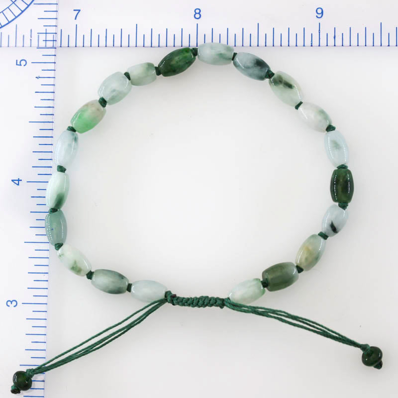 Adjustable Green Jadeite Jade Lotus Bead Bracelet | UPC #370111