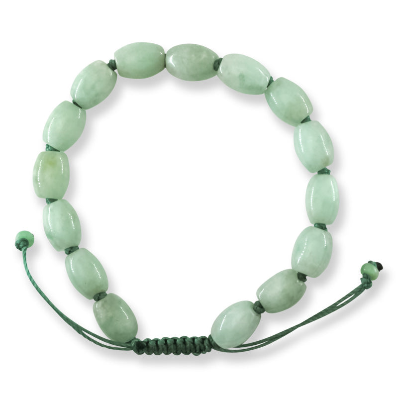 Adjustable Green Jadeite Jade Lotus Bead Bracelet | UPC #370111
