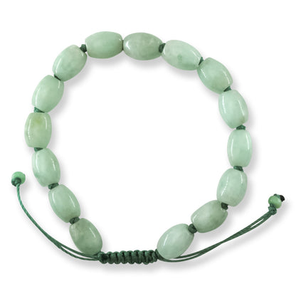 Adjustable Green Jadeite Jade Lotus Bead Bracelet | UPC #370111
