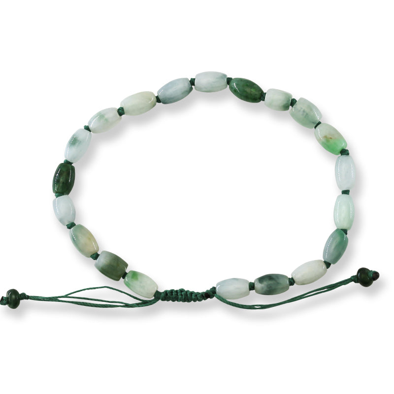 Adjustable Green Jadeite Jade Lotus Bead Bracelet | UPC #370111