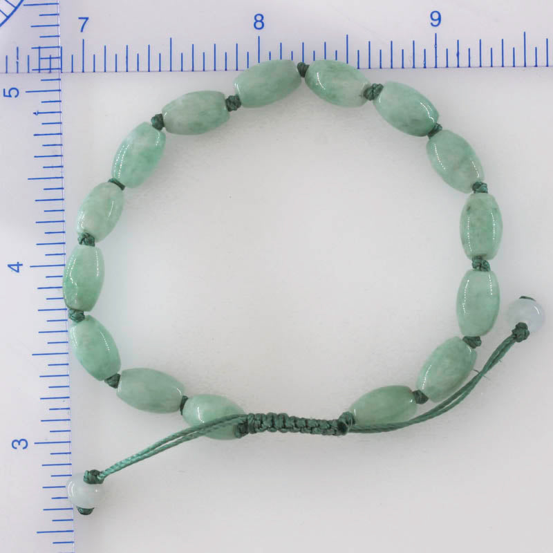 Adjustable Green Jadeite Jade Lotus Bead Bracelet | UPC #382824