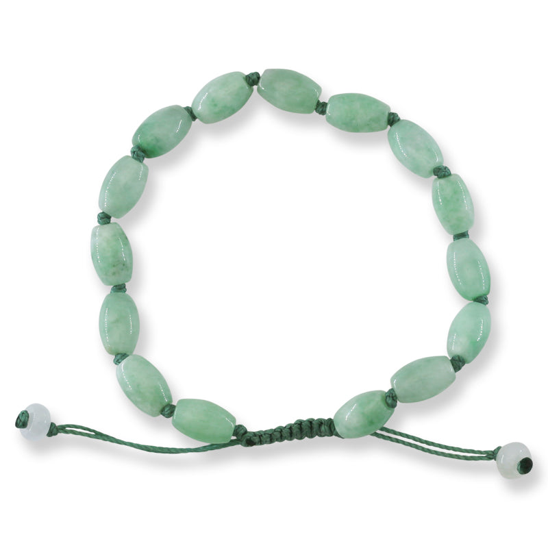 Adjustable Green Jadeite Jade Lotus Bead Bracelet | UPC #382824