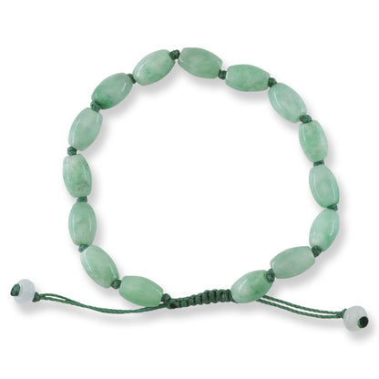 Adjustable Green Jadeite Jade Lotus Bead Bracelet | UPC #382824