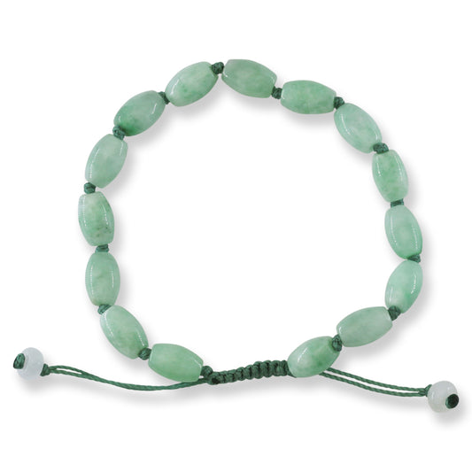 Adjustable Green Jadeite Jade Lotus Bead Bracelet | UPC #382824