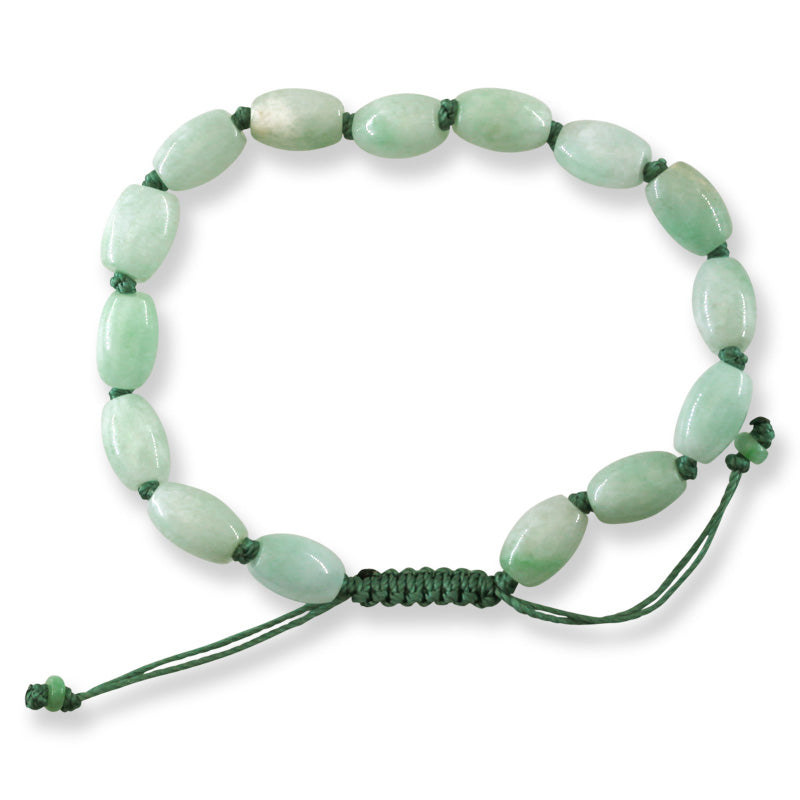 Green Jadeite Jade Adjustable Lotus Bead Bracelet | UPC #370128