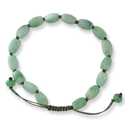 Adjustable Green Jadeite Jade Lotus Bead Bracelet | UPC #399167