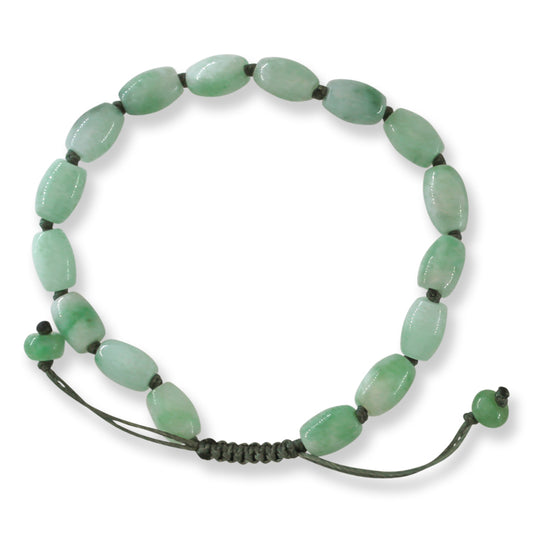 Adjustable Green Jadeite Jade Lotus Bead Bracelet | UPC #399167