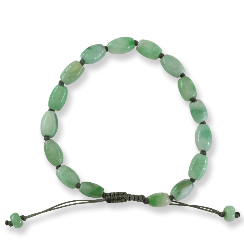 Adjustable Green Jadeite Jade Lotus Bead Bracelet | UPC #399167