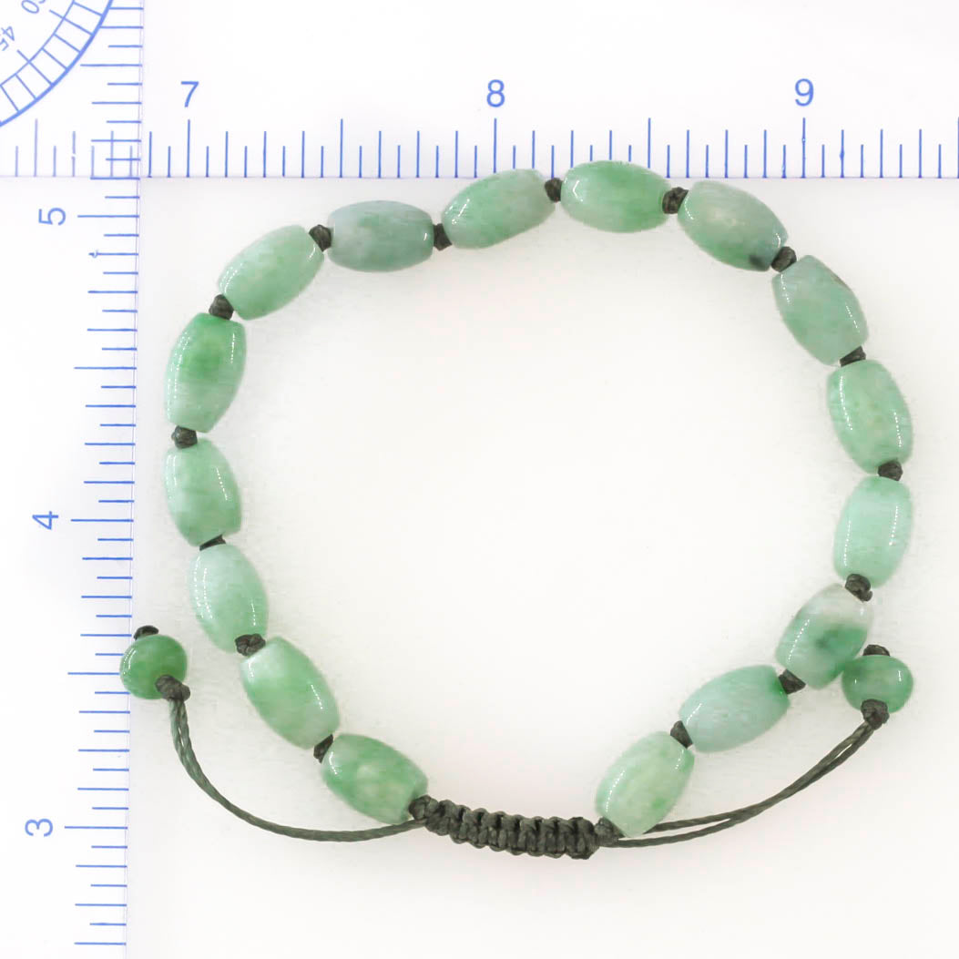 Adjustable Green Jadeite Jade Lotus Bead Bracelet | UPC #399167