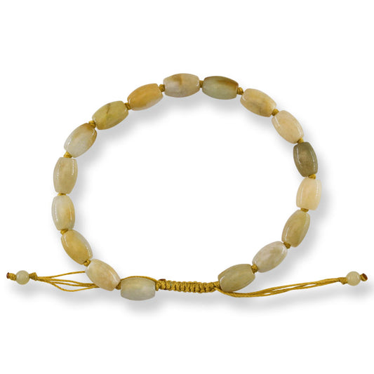 Adjustable Yellow Jadeite Jade Lotus Bead Bracelet | UPC #404366
