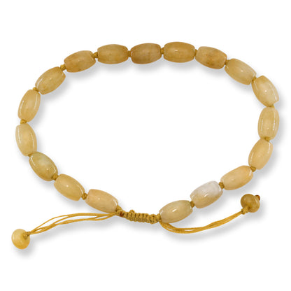 Adjustable Yellow Jadeite Jade Lotus Bead Bracelet | UPC #399396